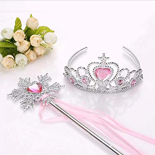 Image of FancyDressWale Princess Dress Up Princess Silk Wands Tiaras and Crowns for Girls Gem Wand Gold Set Pink