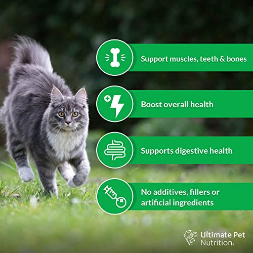 Ultimate Pet Nutrition® Nutra Thrive™ Cat 40 In 1 Nutritional Supplement For Cats + Feline Renew Omega-3 Advanced Immune, Joint And Skin Connective Tissue Support Supplement For Cats #TOP2