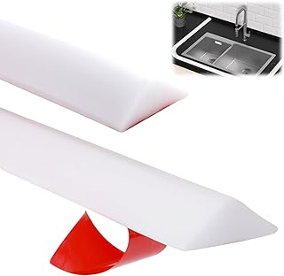 Wet Room Floor Barrier, Self-Adhesive Shower Water Barrier, PVC Trim Shower Threshold Water Barrier White 1M Shower Tray Sealing Strip for Kitchen Bathroom