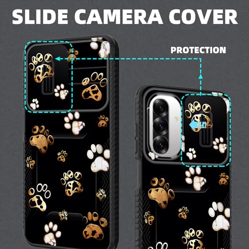 wiaekosef for Galaxy A26 5G Case Built in Slide Camera Lens Cover,Heavy Duty Shockproof Protection Dual Layer Case for Samsung Galaxy A26 5G 6.7" 2025,Cute Dog Paw Prints - image 3