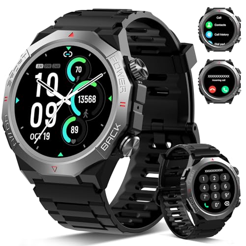 Ddidbi Reloj Inteligente Hombre Mujer con Llamadas, 1.39' Militar Smartwatch con 110+ Modos Deportivos, Monitor de Ritmo Cardíaco y Sueño. Pulsera Actividad IP68 Impermeable para Android iOS, Negro