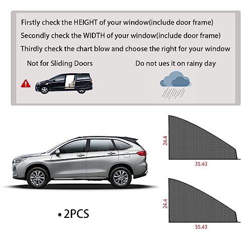 Ziciner Car Window Shade, 2 Pcs Auto Side Front Window Sun Shades, Heat Block and UV Rays Protection, Breathable Mesh Privacy Protection Curtain, Universal Fit Most SUV (SUV Front Seat 2Pcs 25"×36")