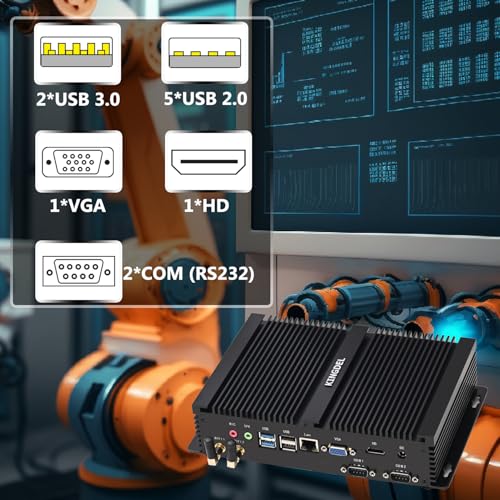 Image of KINGDEL Mini Desktop Computer, Micro Gaming PC with i7 12th Gen. CPU, 32GB DDR4 RAM, 2TB NVMe SSD, 4K 4096x2304, HD Port, VGA, 2xCOM RS232, WF 6E+BT 5.3, Full Metal Case