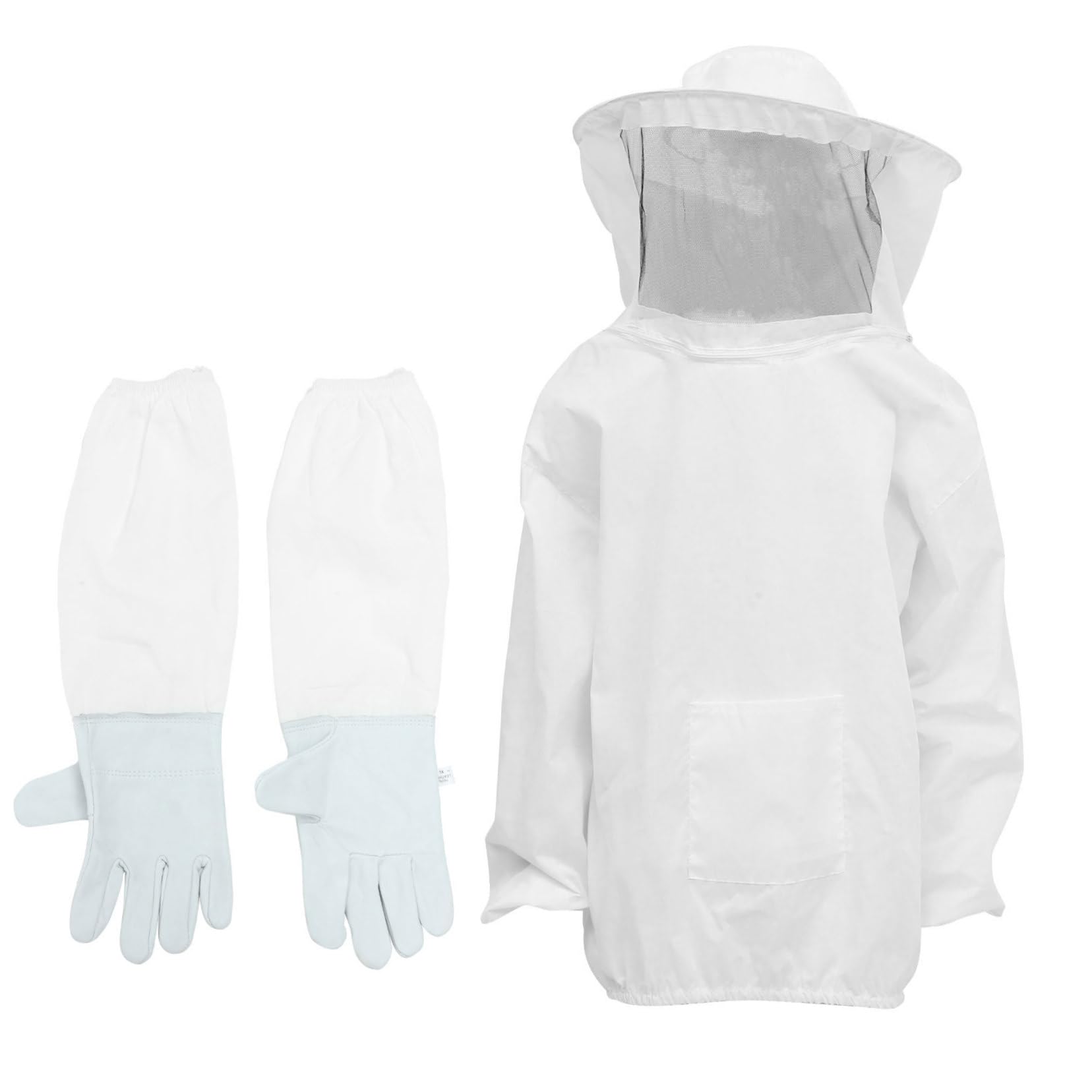 Conjunto de 2 Piezas de Traje para Apicultura Transpirable Guantes Largos Resistente y Ventilado para Trabajo en Colmenas y Protección contra Insectos