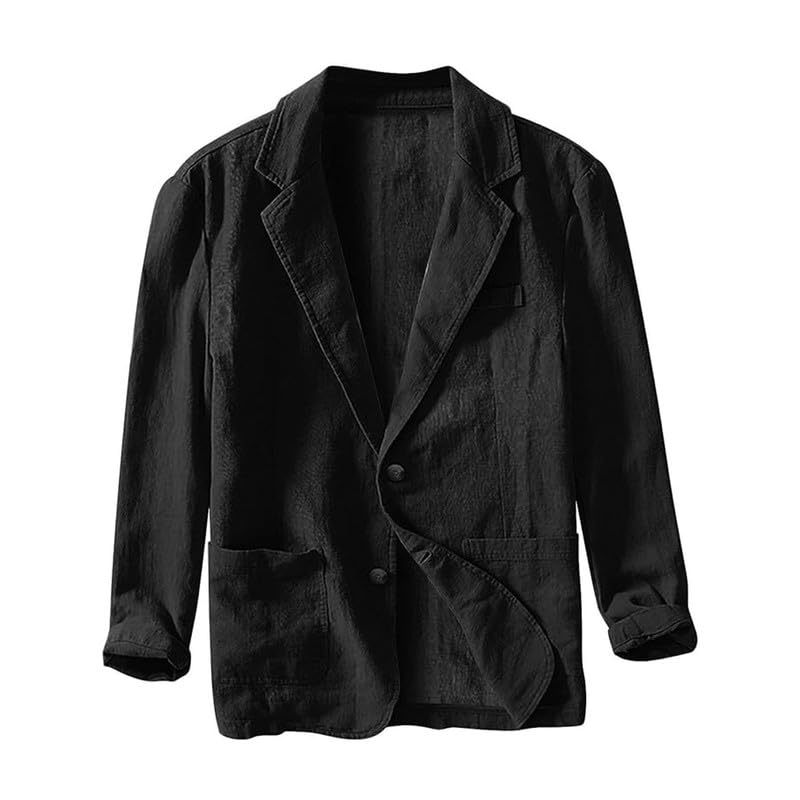 Veste en Lin pour Hommes Blazer Veste de Costume de Loisirs Deux Boutons Manteaux de Sport Légers Coupe Slim Blazer de Loisirs Veste de Costume pour Hommes Loisirs Sportifs Manteaux