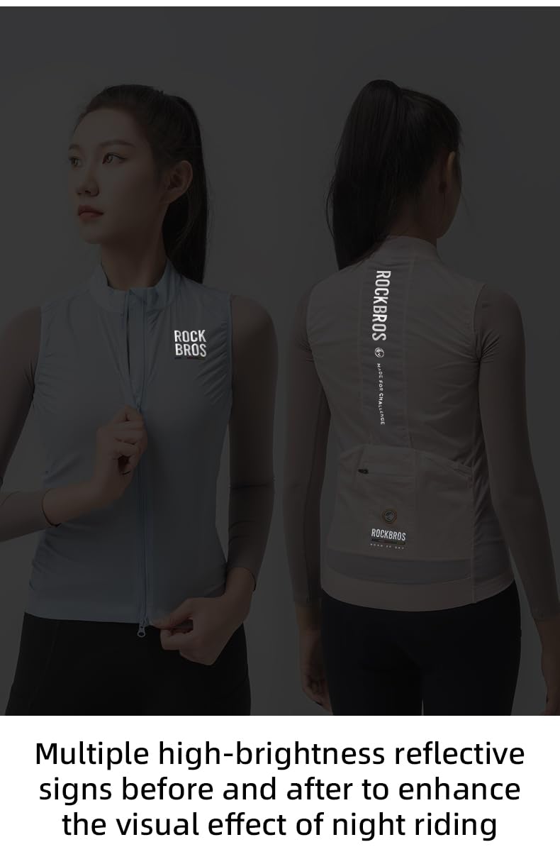 ROCKBROS Road to Sky Gilet da Ciclismo Donna, Gilet Sportivo Donna Antivento per Running, Bici da Corsa, MTB, Gravel, Asciugatura Rapida, Smanicato, Nero