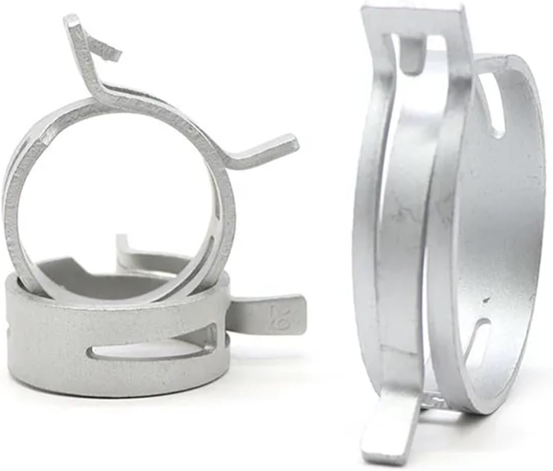 10Pcs Galvanized Hose Clamps for Fuel Lines, Water Pipes, and Gas Tubes - Adjustable 7mm to 53mm Spring Clips(M16)