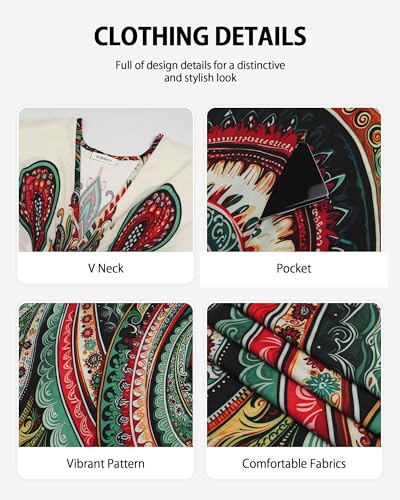 Image of Bsubseach Moo Moos for Women Batwing Sleeve Kaftan Dresses with Pockets