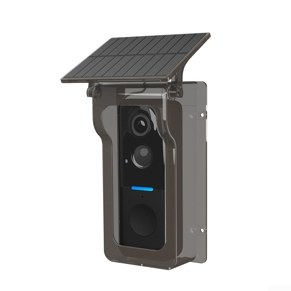 Lecreatekit Copertura solare per campanello senza fili, impermeabile, 1080 p, con pannello solare, impermeabile, con funzione di ricarica WiFi, colore nero
