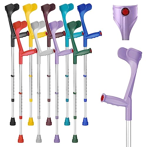 Ossenberg Classic Open Cuff Ergonomic Grip Elbow Crutch Lilac Single | Lightweight Height Adjustable Economy Comfort Coloured Forearm Crutch for Adults Men & Women Mobility and Walking Aid