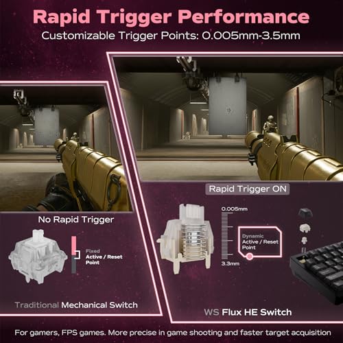 Image of OOCTPK Chilkey Slice75 HE Gaming Keyboard: Hall Effect Aluminum Keyboard with Flux Switch, Rapid Trigger, 8K Polling, Per-Key RGB Gaming Magnetic Switch Key Board for Gaming (Translucent Pink)