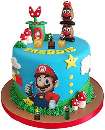 Amazon Com 5 Pcs Of Mario Cake Topper Mario Party Supplies Kids Birthday Cake Decoration Toys Games