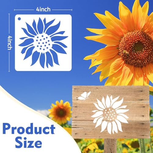 Image of 50 PCS Flower Painting | Stencils Reusable Flower | Stencils for Painting | On Wood Rocks Canvas Fabric | Glass Pottery Size 4X4 Inch