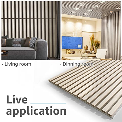 Image of Art3d 4-Pack 3D Fluted Wood Sound Absorbing Slat Wall Panel, White Elm