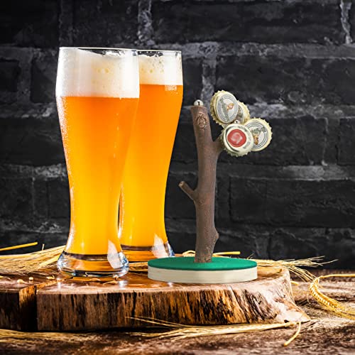 Relaxdays Bottle Tree, Drinking Game & Lid Holder, HxD 14 x 9 cm, Gift, 2 Magnet, Beer Cap Storage, Party Decoration, Wood - Image 2