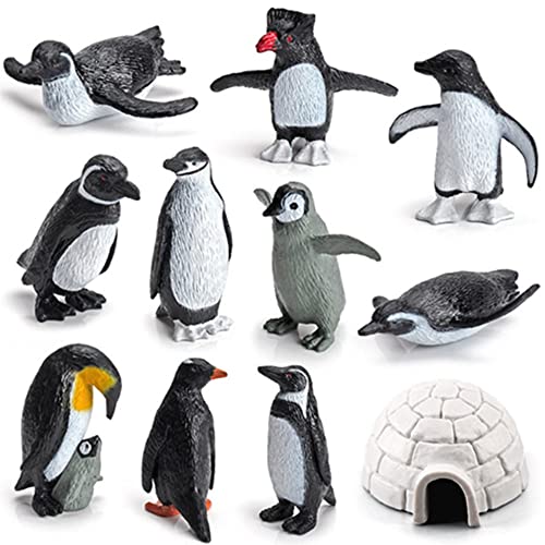 OUKEYI Mini Arctic Animals Set - 11PCS Realistic Penguin Figurines Adventure Playset Early Educational Toys Cake Decoration Christmas & Birthday Party Supplies