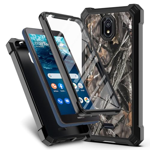 for Nokia C100 Phone Case (N152DL) Nokia C100 Case 5.45 w/[Built-in Screen Protector] Dual Layer Shockproof [Military-Grade][Full-Body] Protective Cover for Women Man Deer Tree Camo Leaf Design