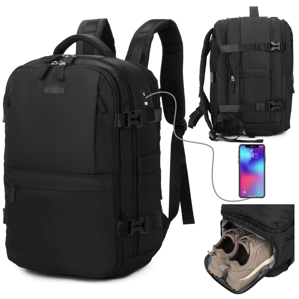 1990s Mochila de viaje cabina expandible para Ryanair 40x25x20-25cm,con bolsa de zapatillas,mochila casual impermeable extensible compatible con portátil 15"