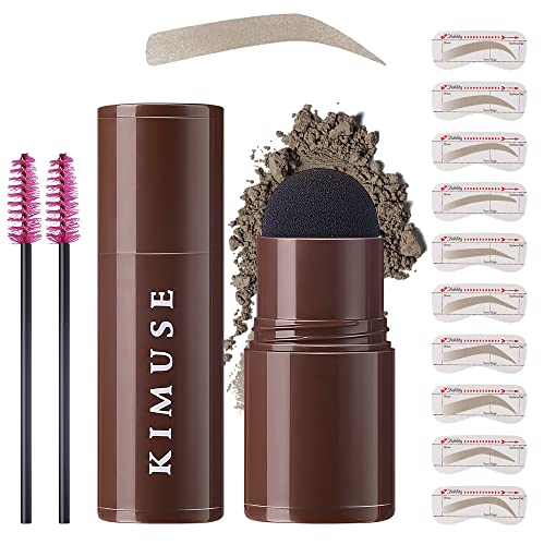 KIMUSE Eyebrow Stamp and Eyebrow Stencil Kit, One Step Brow Stamp, 10 Eyebrow Stamp Stencils Kit and Brow Stamp Shaping Kit, Brown Eyebrow Stamp Powder, Waterproof, Long-lasting (BLONDE)