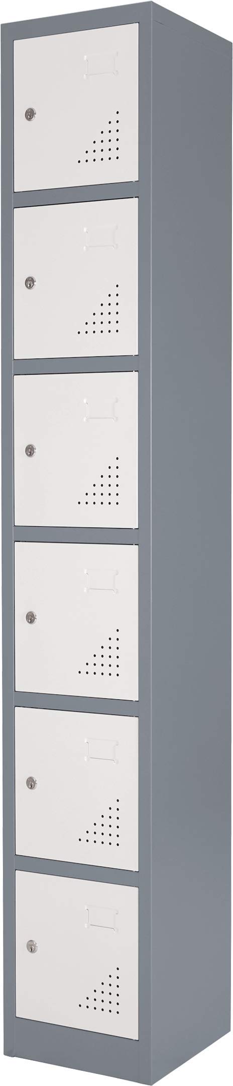 The Workplace Depot 6 Door Heavy Duty Metal Locker β Durable Grey Steel Storage Solution for Offices and Warehouses (6 Door, Grey)