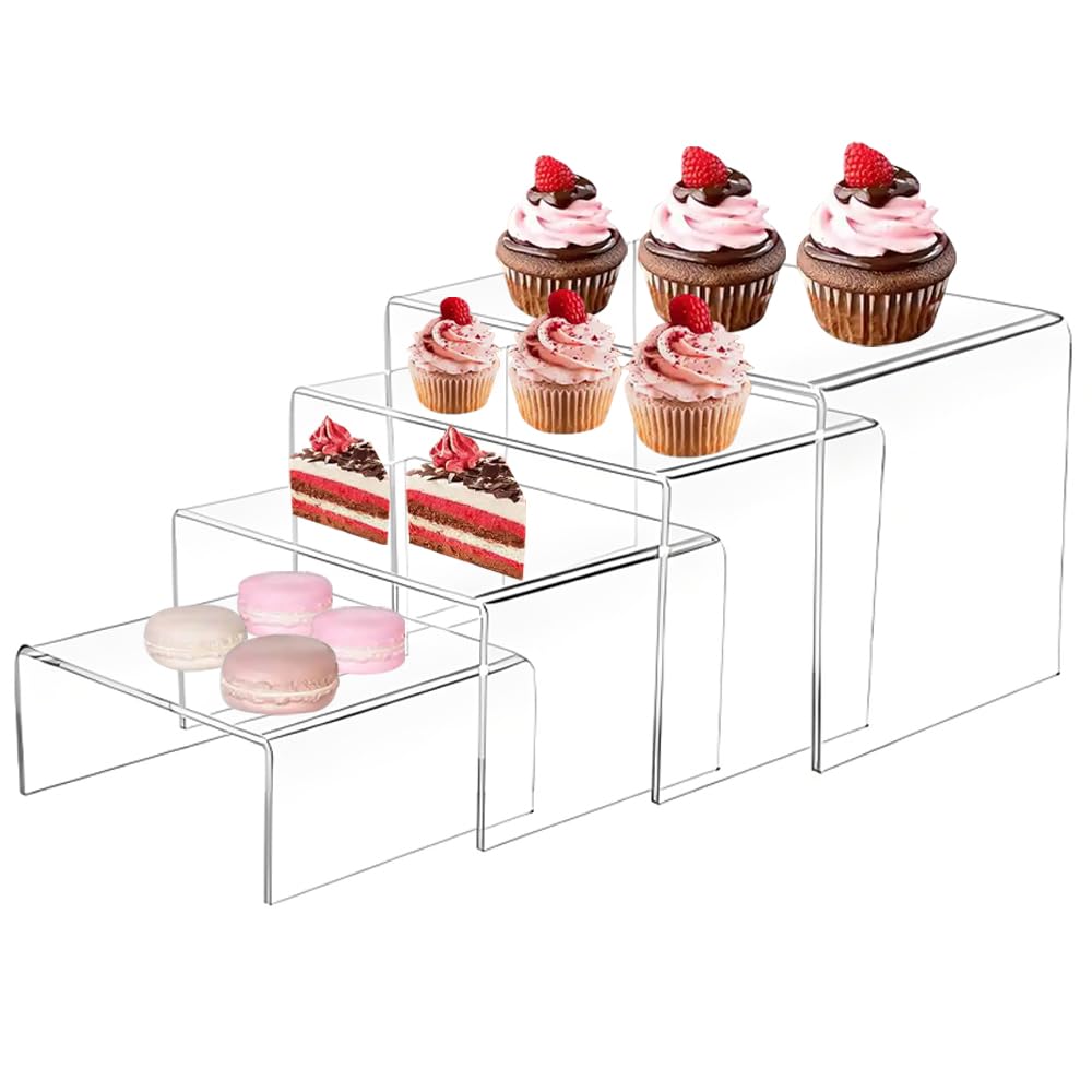 Hiuyavy 3 PCS Clear Acrylic Display Risers, Large Acrylic Risers