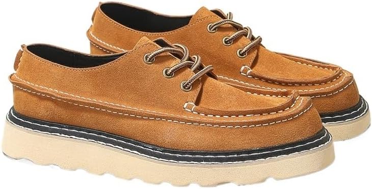 HBJWOV Men's Workwear Zipper Medium-length Soft-soled Thick-soled Boots Leather Inner Comfortable Breathable Round-toe Oxford Shoes Suitable for Mountaineering