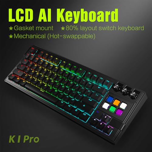 Clavier mécanique tactile rouge switch silencieux écran LCD avec 3 encodeurs rotatifs RVB - 7