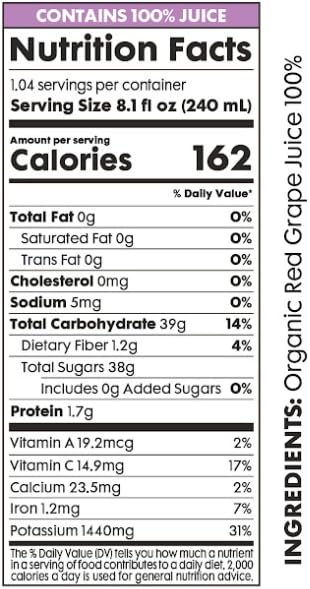 Image of Pomona Organic Juices Pure Grape Juice, 8.4 Ounce Bottle (Pack of 12), Cold Pressed Organic Juice, Non-GMO, No Sugar Added, Not from Concentrate, Gluten Free, Preservative Free