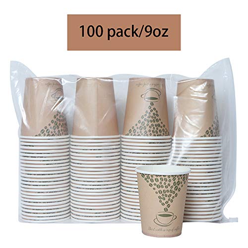Valentine's Day 100 Pack Disposable Coffee Cups 9 oz Insulated Paper Hot Beverage