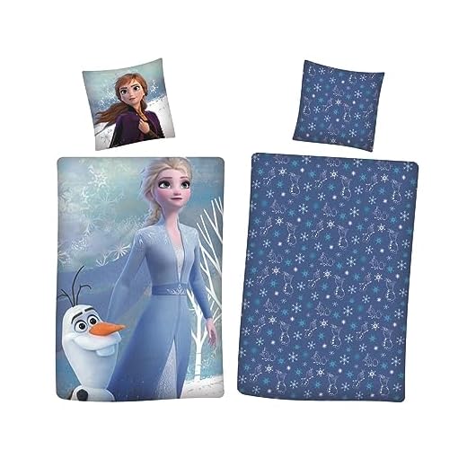 Disney Frozen Elsa Franela de Castor Ropa de Cama Reversible Set 80x80 CM 135x200 CM