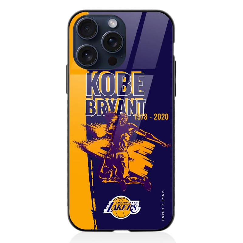 Singh & Chand Phone Cases | iPhone 15 Pro Max Glass Back Cover | Kobe Bryant Lakers | 4 Layer Protection | Scratch Resistant | Premium & Light Weight | iPhone 15 Pro Max Premium Glass Phone Case