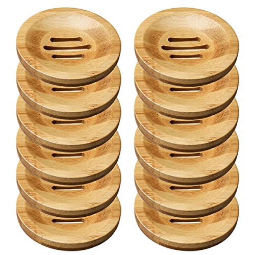 12 Pcs Bamboo Soap Dishes and Holders