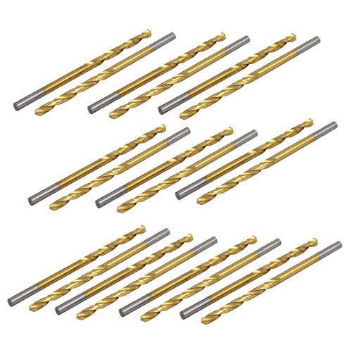 Aexit 2.5mm Dia Tool Holder 57mm Long Titanium Plated 2-Flute Straight Drill Hole Twist Drill Bit 20pcs Model:62as364qo191