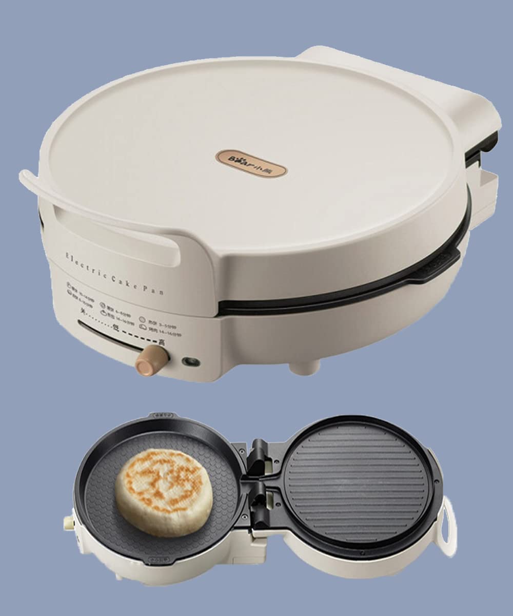 Bear Multifuction Electric Griller Cake Baking pan - 1400W Double-Sided Heating Frying Pan Breakfast Machine - Non-stick Pizza,Barbecue,Fried Eggs,Pancakes Maker For Home(3Pin Au/Cn Plug)