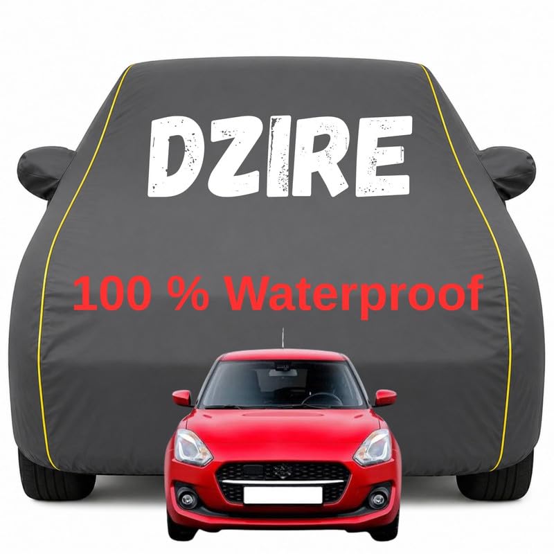 Image of Durable Full Body Waterproof Dzire Car Cover | Premium Polyester Grey Cover | Custom Fit Vehicle Protection | UV Resistant, Dustproof, Scratch Resistant, Heat & Wind Protection