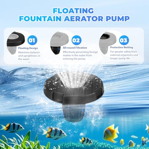Image of Poafamx Pond Fountain Aerator 5000GPH Floating Fountain Pump for Large Pond