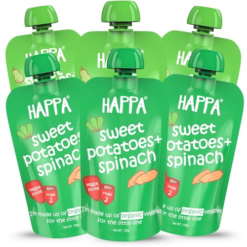 Image of Happa Organic Baby Food Puree | 100% Fruits | No Added Sugar, No Milk Powder, No Preservatives | Stage 3 (8 M+) | Ready to Eat | Free from Common Allergens | Pack of 6 (100g Each)