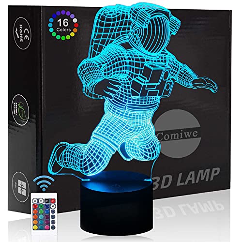 Comiwe Astronaut 3D Illusion Nachtlicht Spielzeug,Dekoration LED Nachttischlampe 16 Farben Ändern mit Fernbedienung,Weihnachten Deko Lampe Geburtstagsgeschenk Für Mädchen Jungen Kinder und Freunde