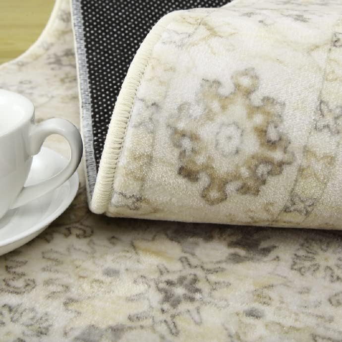 Miniatura 6 de Fashionwu Alfombra bohemia de 5 x 8 pies, estilo oriental para dormitorio, tapete de baño, medallón envejecido, lavable a máquina, alfombra estética