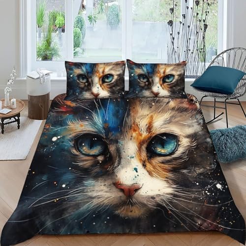 Housse de couette chat lit double microfibre douce pour nuits calmes - 3
