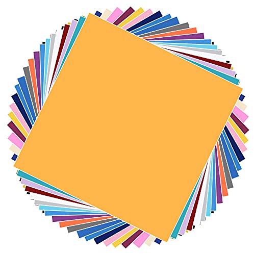 12" x 12" Permanent Adhesive Backed Vinyl Sheets, 40 Sheets Assorted Colors Vinyl Sheets Works with Cricut and Other Cutters by BetyBedy, Use for Decoration, Craft Cutter, DIY
