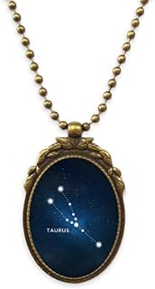 DIYthinker Taurus Constellation Zodiac Sign Antique Brass Necklace Vintage Pendant Jewelry Deluxe Gift