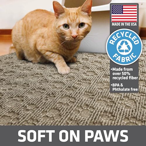 Image of Drymate Cat Litter Box Mat, Litter Trapping Mat, Waterproof, Urine-Proof, Absorbent, Machine Washable, Soft on Paws, Contains Mess, Protects Floors, Kitten Supplies, Tan, 28x36 XL