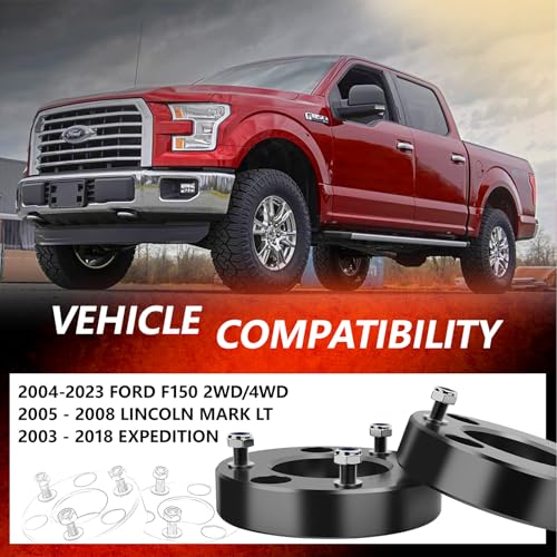Image of 2 Inch Front Leveling Lift Kit For 2004-2026 Ford F150 2wd /4wd, Lift Kit Compatible With Expedition 2003-2018,2pcs Aluminum Suspension Strut Spacers | Raise Front End 2 Inch