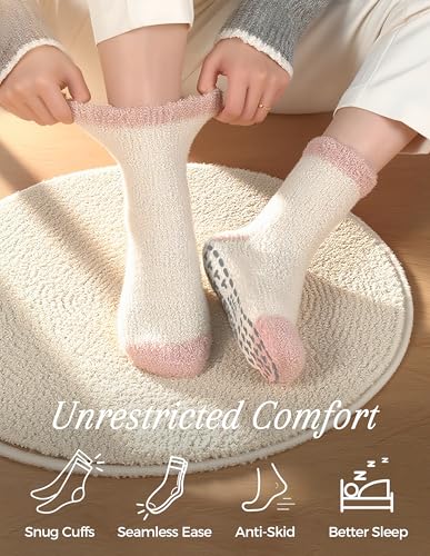 Image of TEHOOK Warm & Cozy Gifts for Women, Fluffy Fuzzy Plush Sleeping Slipper Socks - Soft Warm Fabric