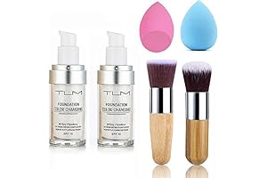 2pcs TLM Color Changing Foundation Liquid with 2 Brushes Makeup Set
