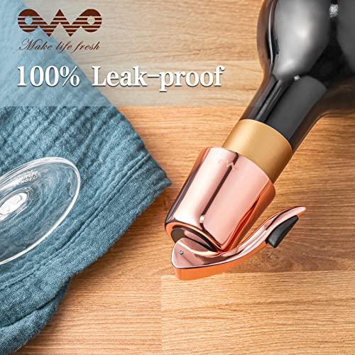 image for OWO Stainless Steel Wine Bottle Stopper, Reusable Wine Saver with Sili