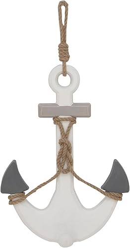 Deco 79 Ancla de madera para decoración de pared para el hogar, escultura de pared con cuerda para colgar, arte de pared de 12 x 1 x 23 pulgadas,