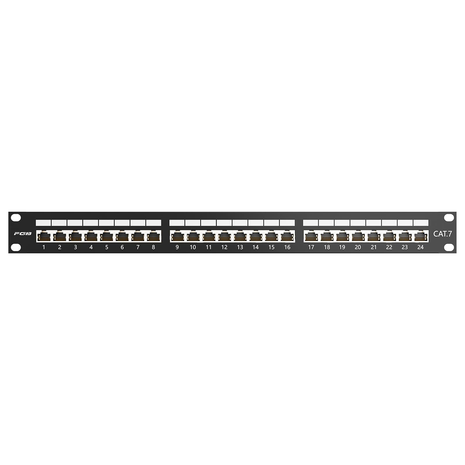FGB Panel krosowy CAT 7, panel dystrybucyjny, 24 porty, montaż w szafie rack 19 cali, RJ45 ekranowany, ekranowany sieciowy panel krosowy do gigabitowego przełącznika sieciowego
