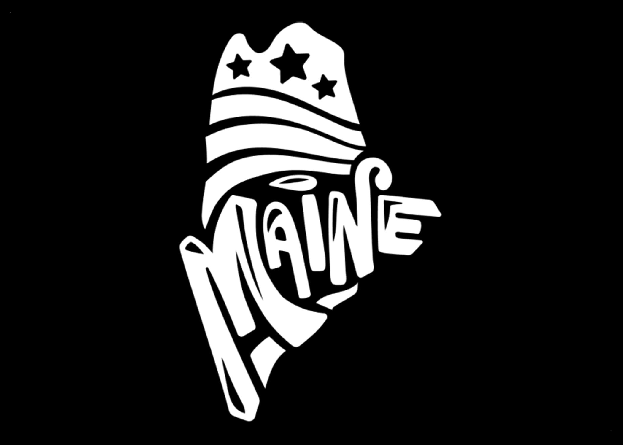 Maine Stars & Stripes Vinyl Decal | White | Made in USA by Foxtail Decals | for Car Windows, Tablets, Laptops, Water Bottles, etc. | 3.0 x 4.5 inch